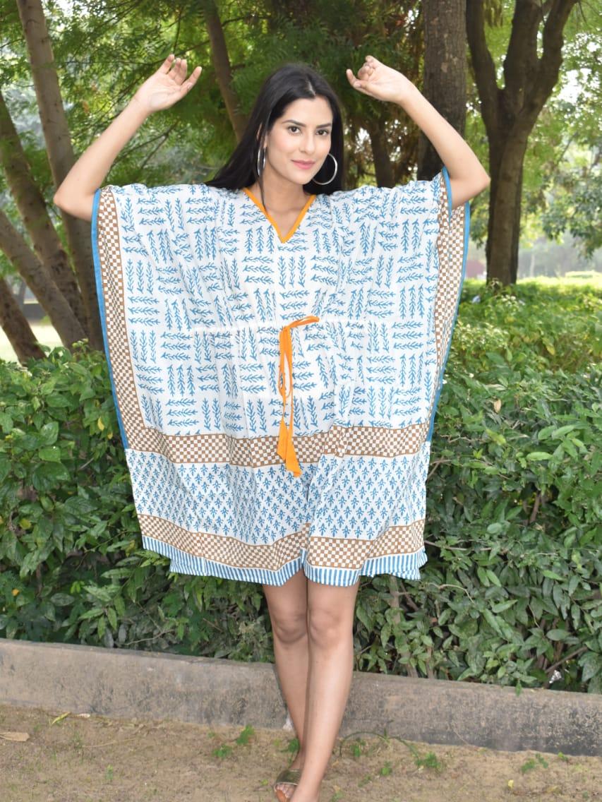 exclusive hand block printed kaftan - 18178165 - Zoom Image - 0