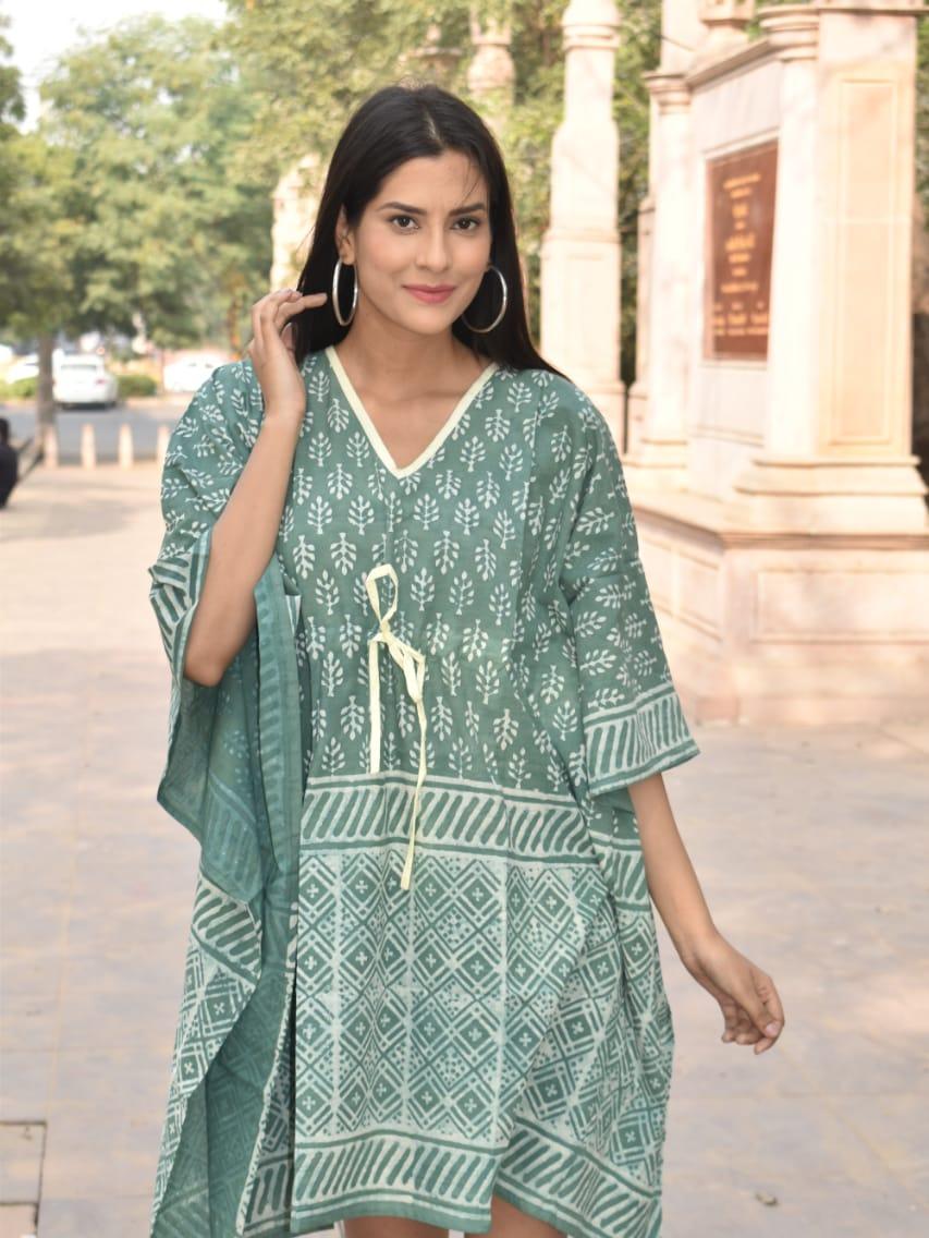exclusive hand block printed kaftan  - 18178167 -  Zoom Image - 0