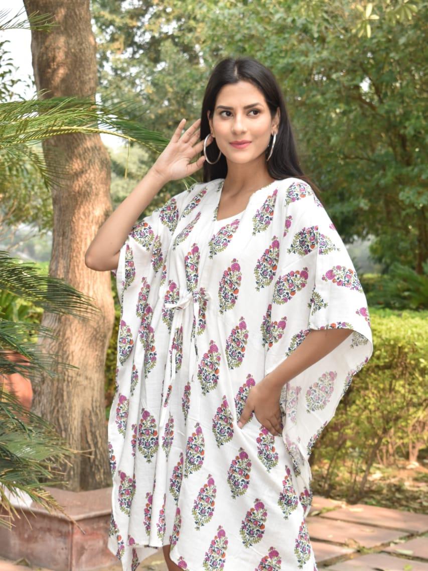 exclusive hand block printed kaftan - 18178171 - Zoom Image - 0
