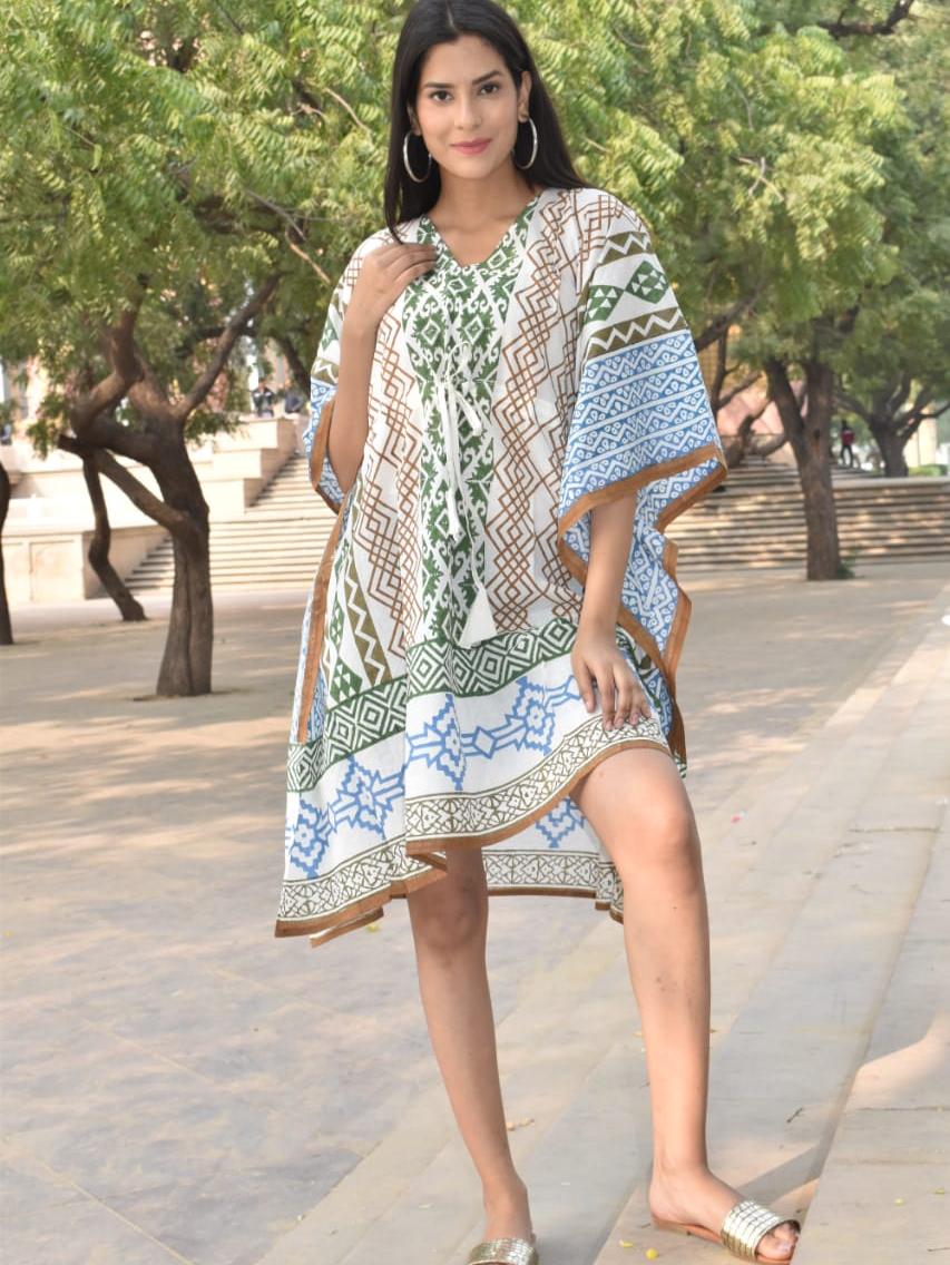 exclusive hand block printed kaftan - 18178175 - Zoom Image - 0