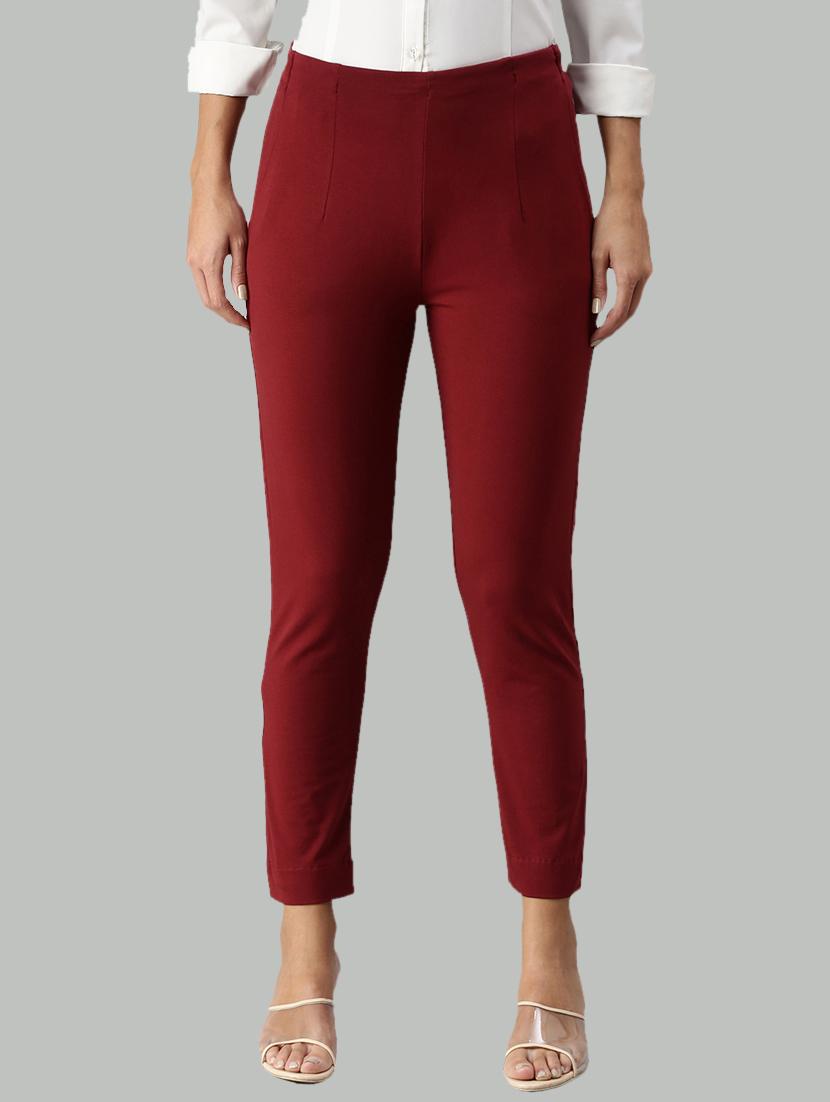 red cotton straight tapered pant - 18178800 - Zoom Image - 0