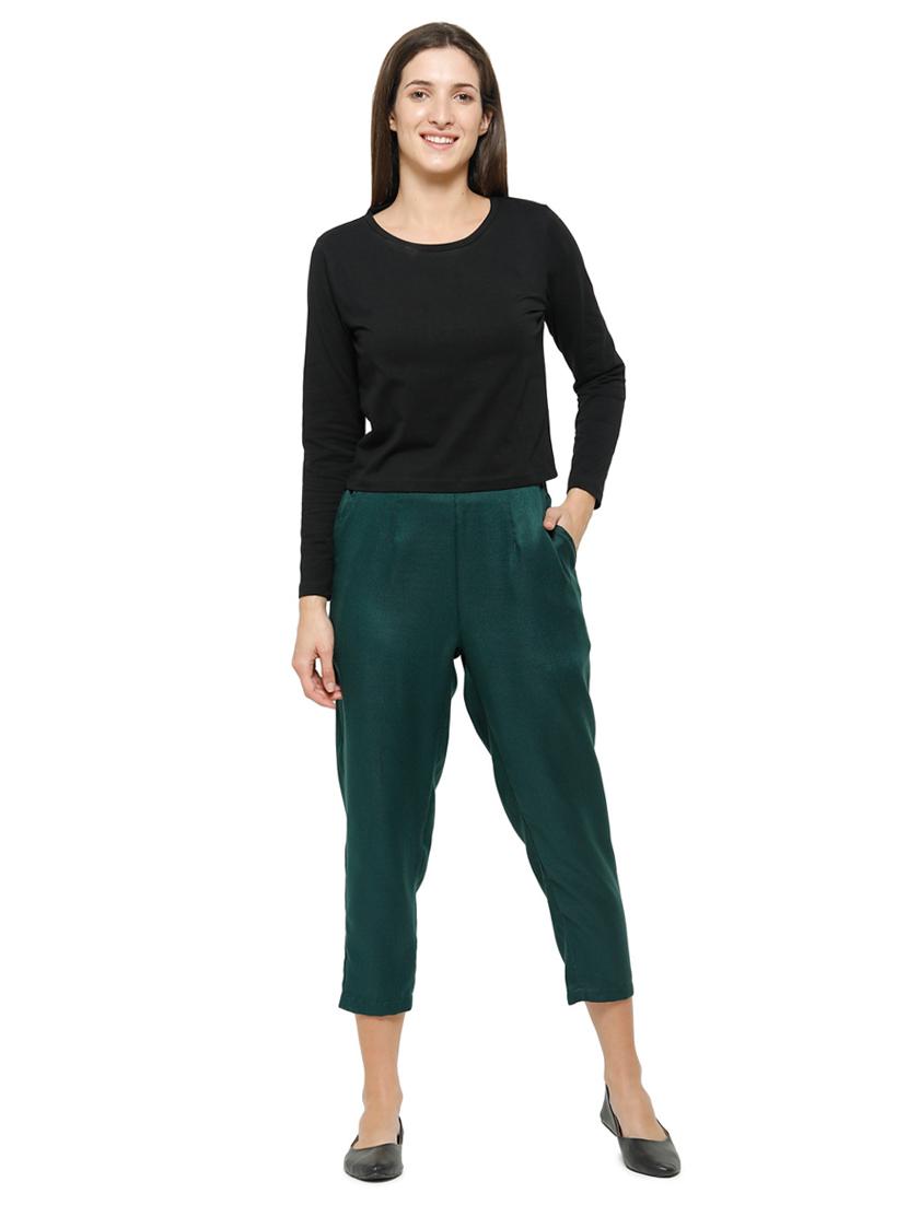 green rayon trousers - 18178810 - Standard Image - 3