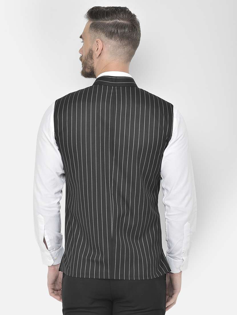 black stripe classic nehru jacket - 18178891 - Standard Image - 3
