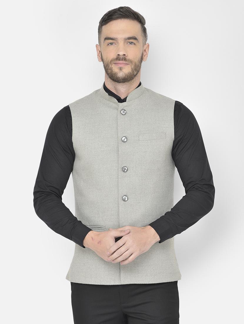 grey solid classic waist coat - 18178896 - Zoom Image - 0