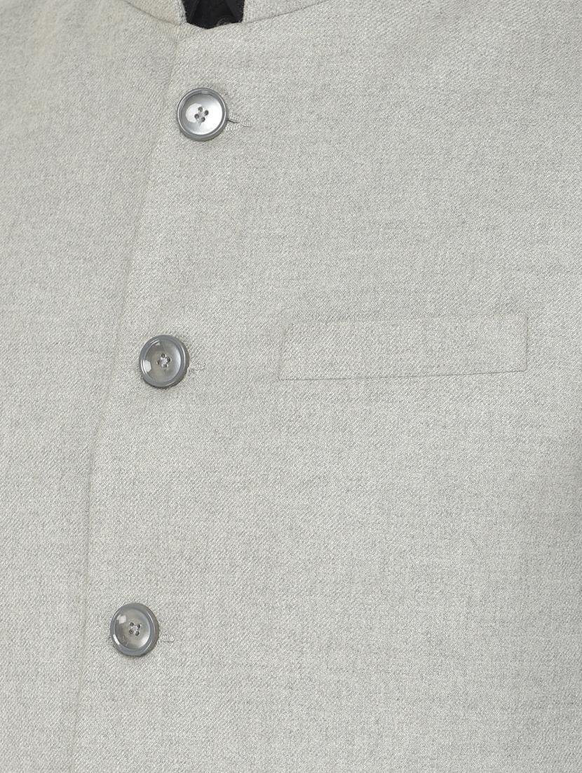 grey solid classic waist coat - 18178896 - Standard Image - 5