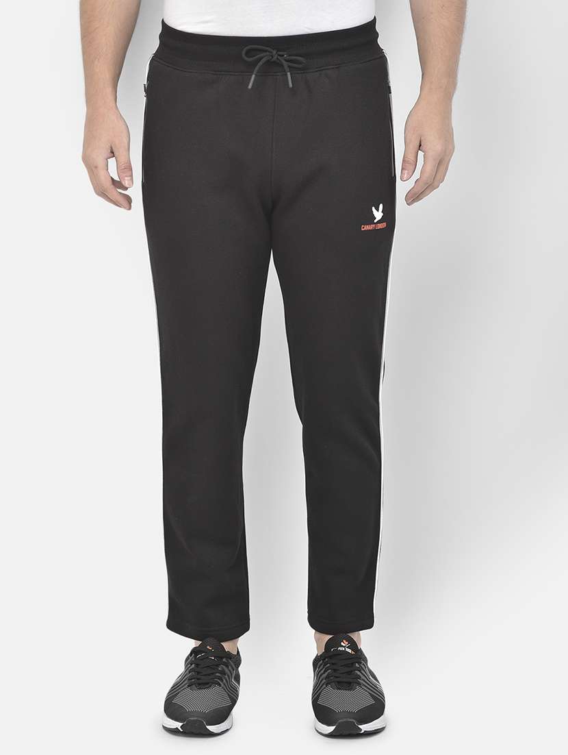 black solid full length track pant - 18178932 -  Zoom Image - 0
