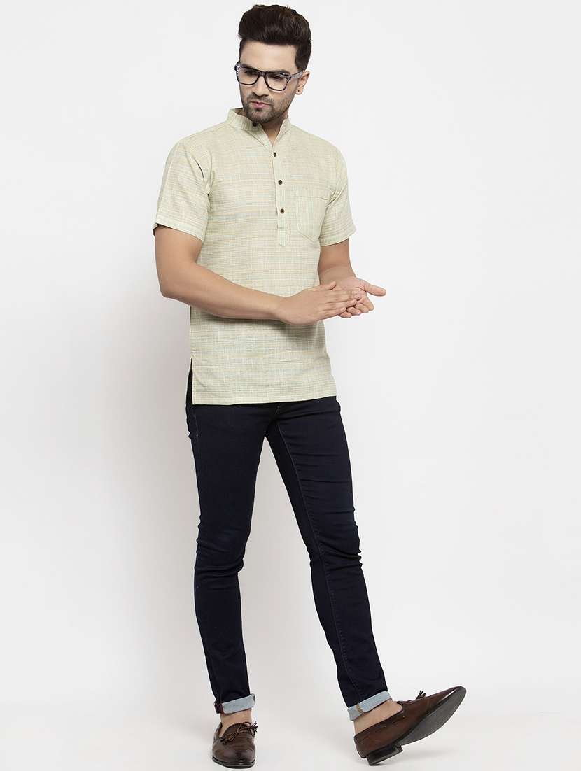 green solid short kurtas kurta - 18179166 -  Standard Image - 3