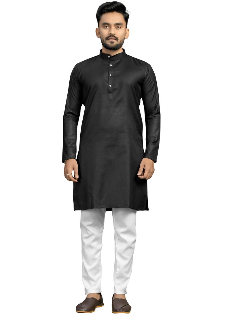 black solid kurta pyjama set 