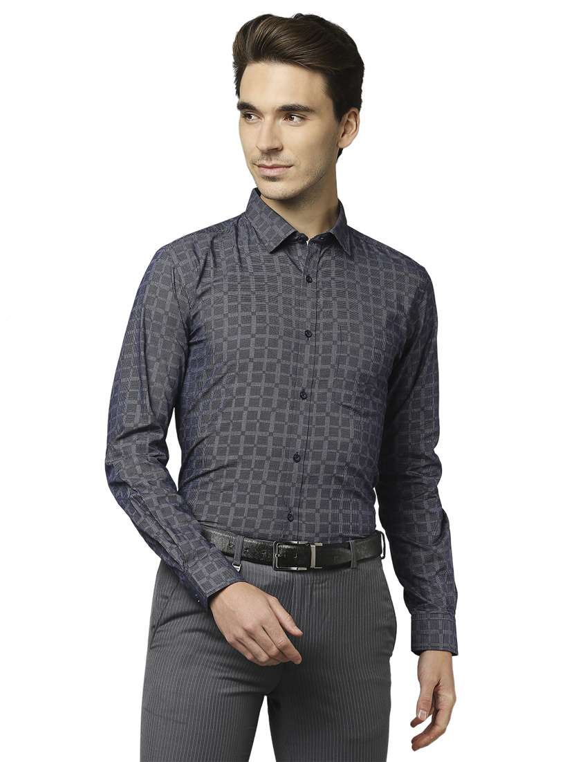 blue checkered formal shirt