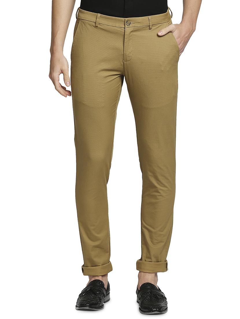 brown solid flat front casual trouser - 18180373 -  Zoom Image - 0