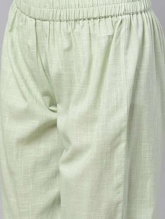 green cotton kurta pant  set - 18181330 -  Standard Image - 3