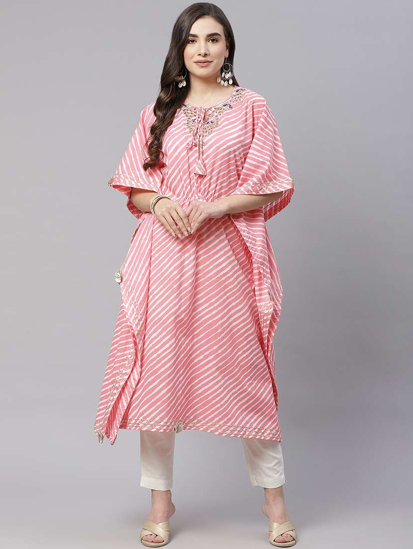 laheriya print kaftan kurta - 18181343 -  Zoom Image - 0