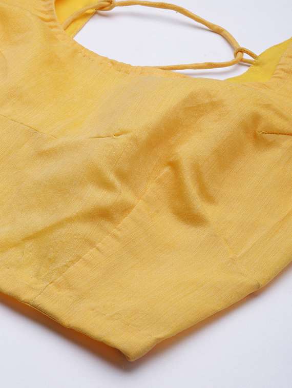 yellow chanderi flared lehenga - 18182316 - Standard Image - 3