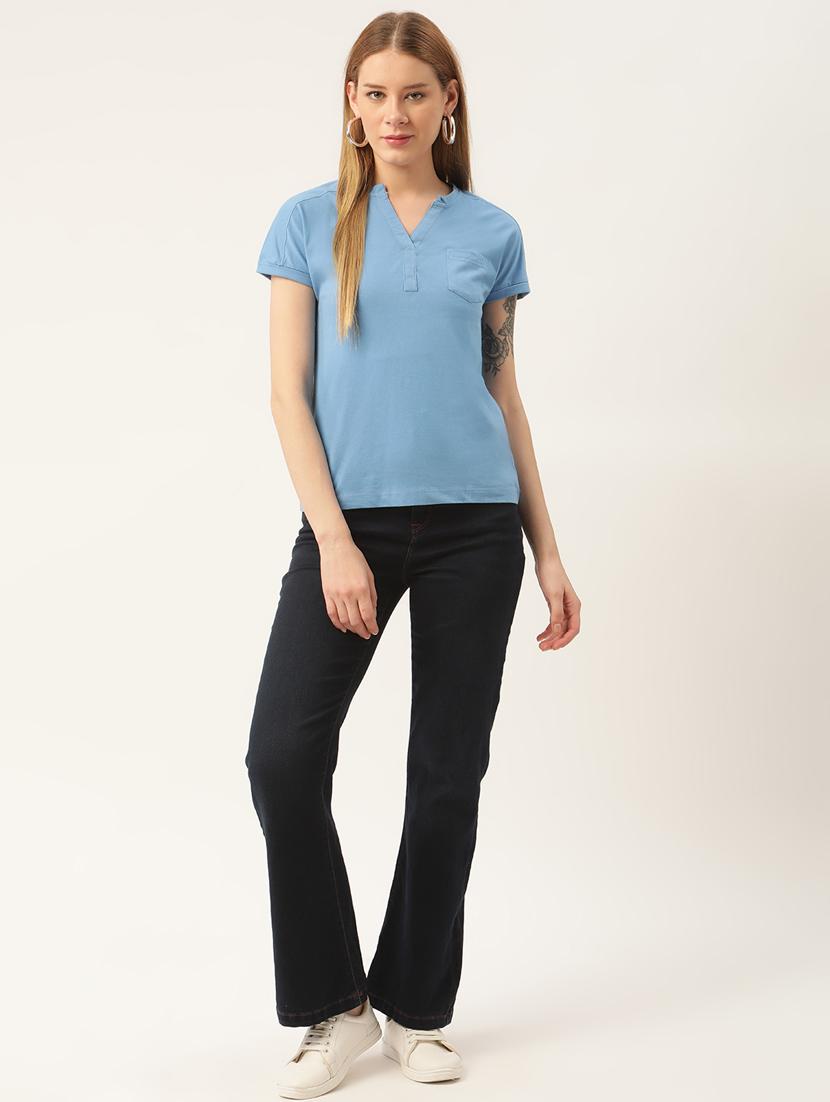 blue solid regular top - 18182725 - Standard Image - 3