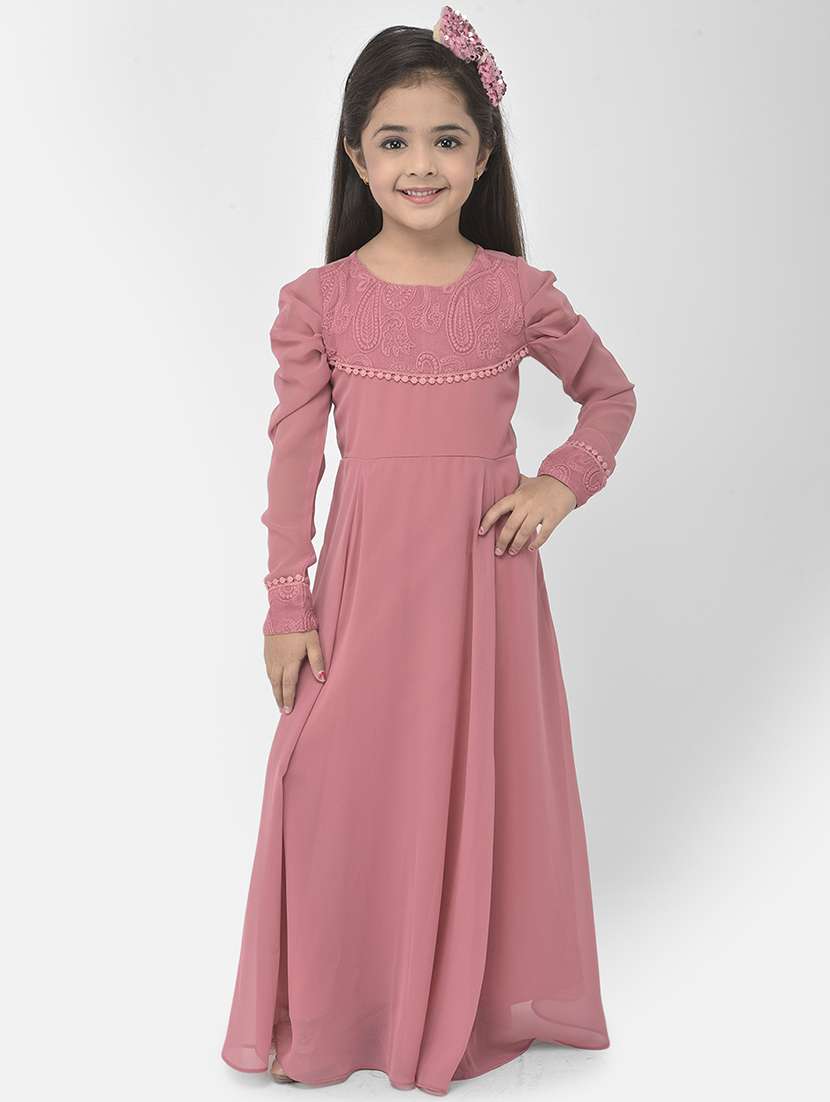 pink solid party gown