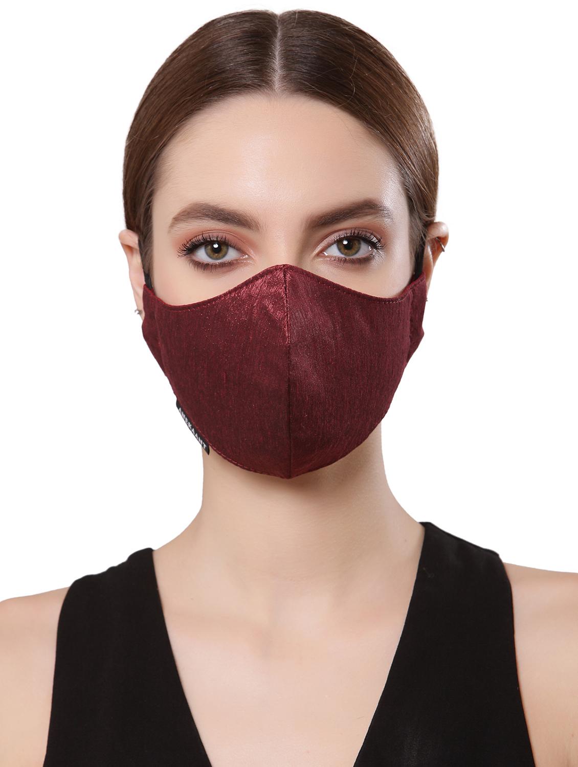 red silk plain women mask - 18184565 - Zoom Image - 0
