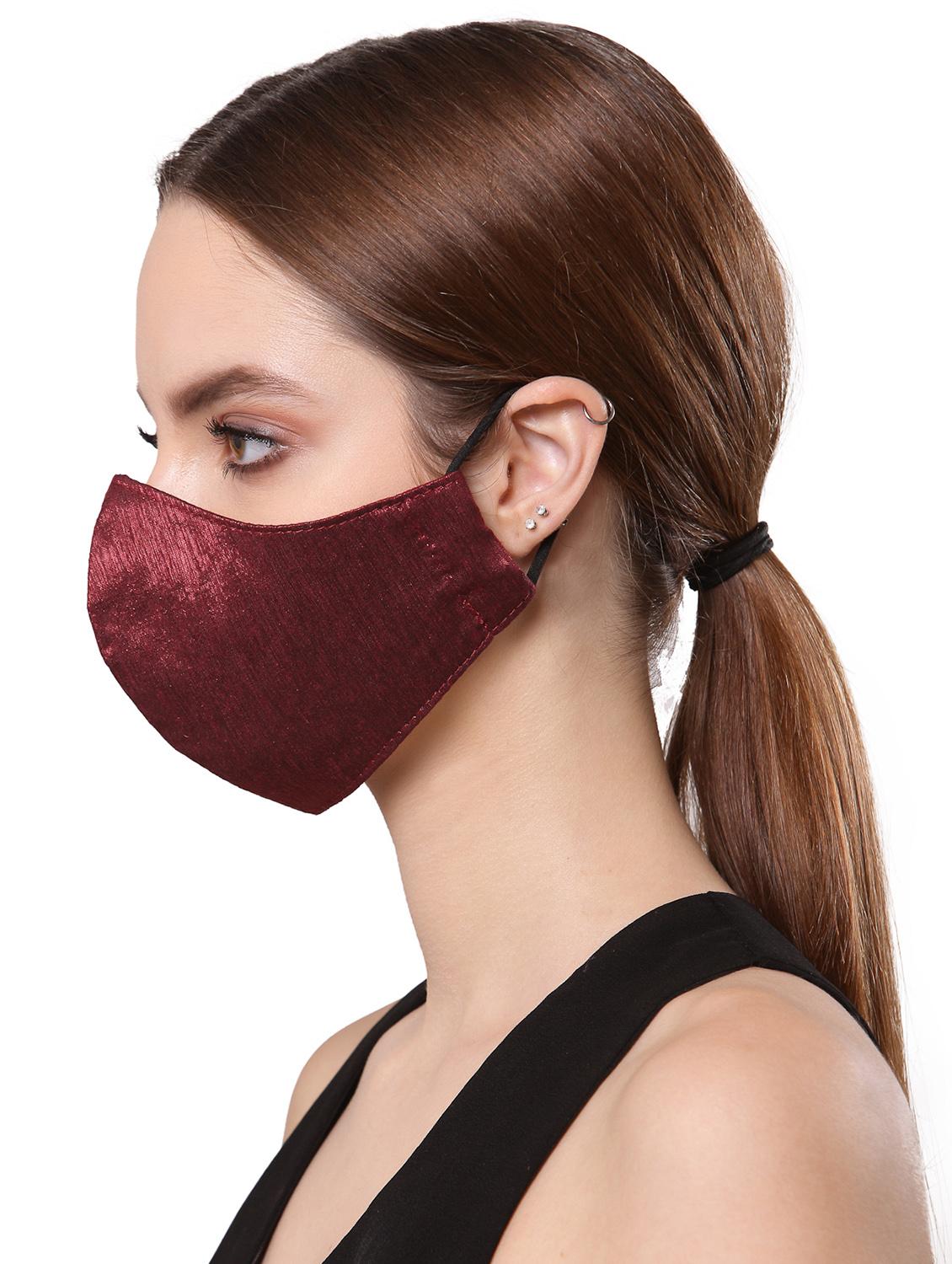 red silk plain women mask - 18184565 - Standard Image - 3