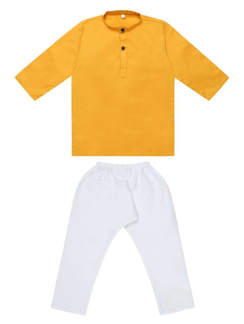 yellow solid kurta pajama set - 18184594 - Zoom Image - 0