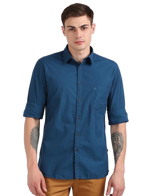 teal solid casual shirt - 18185701 - Standard Image - 0
