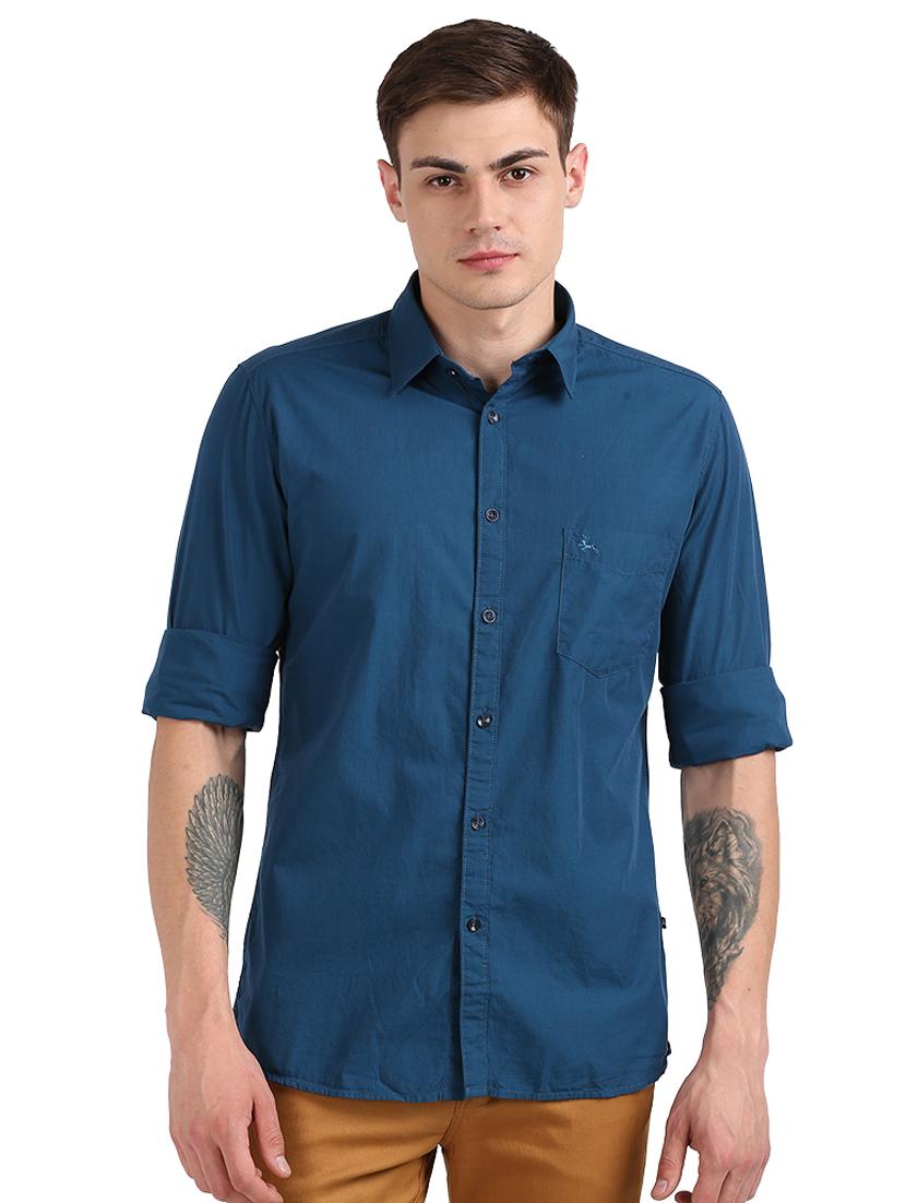 teal solid casual shirt - 18185701 - Zoom Image - 0