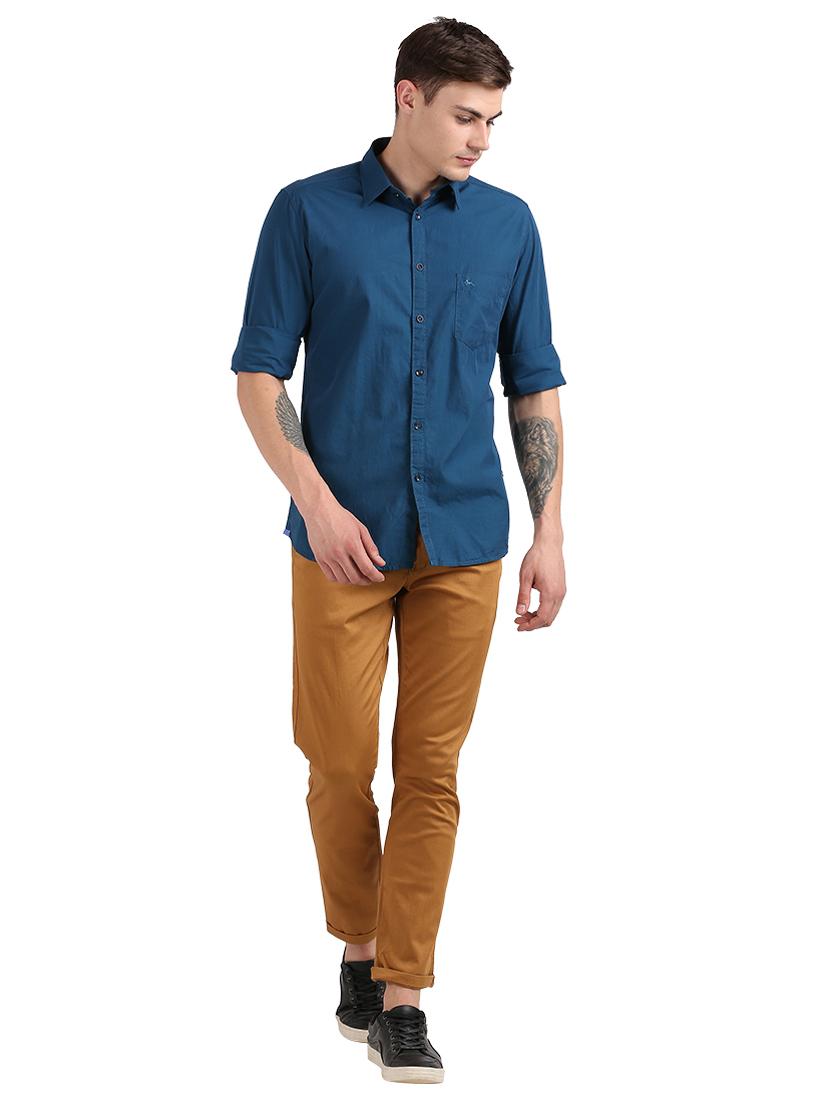 teal solid casual shirt - 18185701 - Standard Image - 3