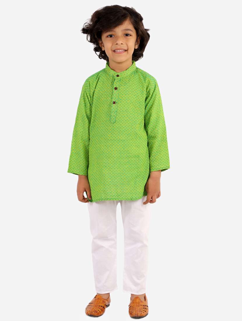 green printed kurta set