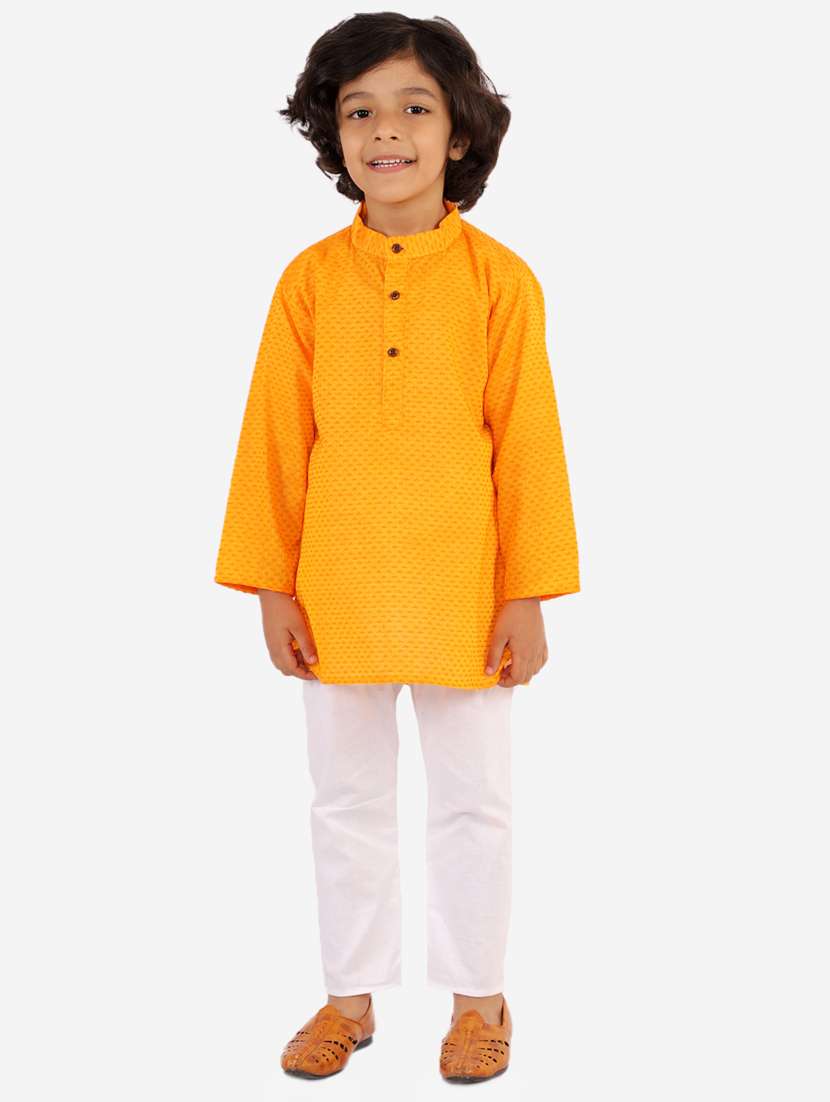 mustard printed kurta pajama set