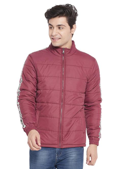 red side taped solid quilted jacket - 18185972 - Standard Image - 0