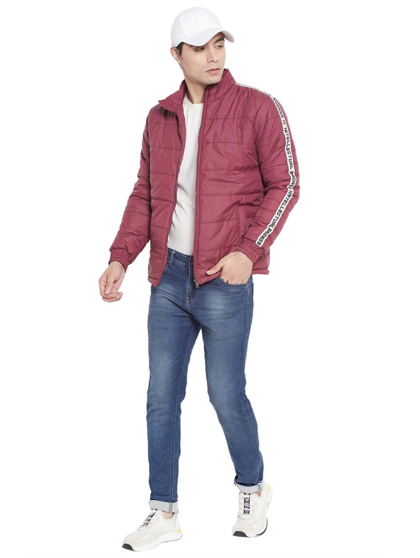 red side taped solid quilted jacket - 18185972 - Standard Image - 3