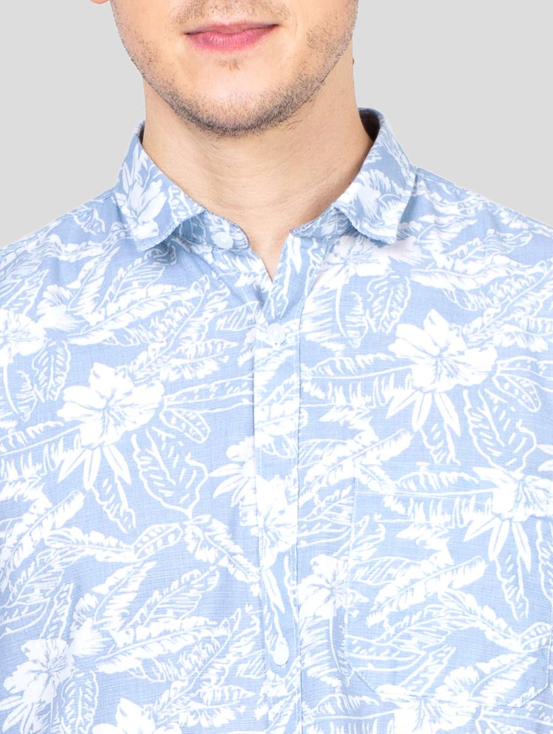 light-blue floral printed casual shirt - 18186545 - Standard Image - 5