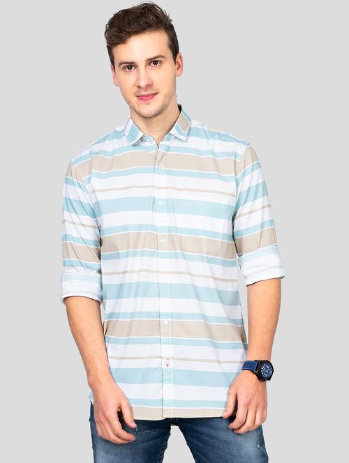 light blue striped casual shirt - 18186565 - Standard Image - 0