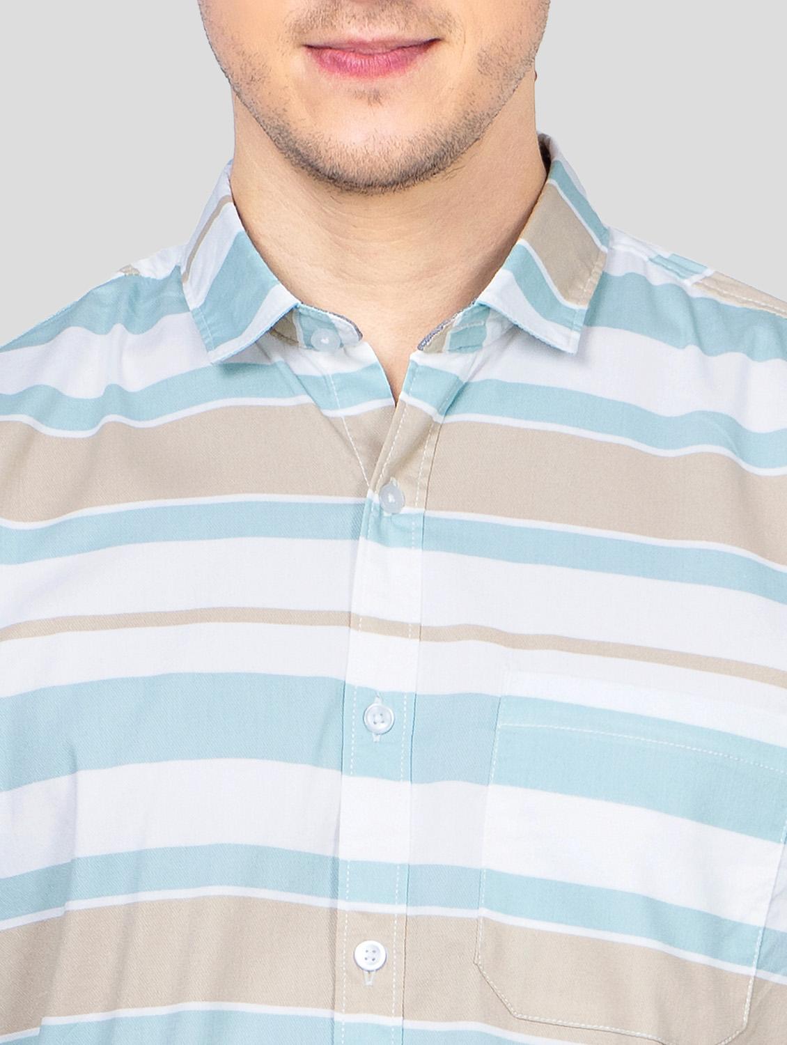 light blue striped casual shirt - 18186565 - Standard Image - 5