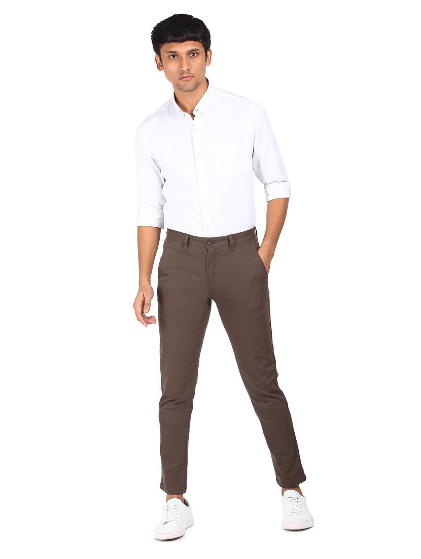 taupe solid chinos casual trouser - 18186697 - Standard Image - 3