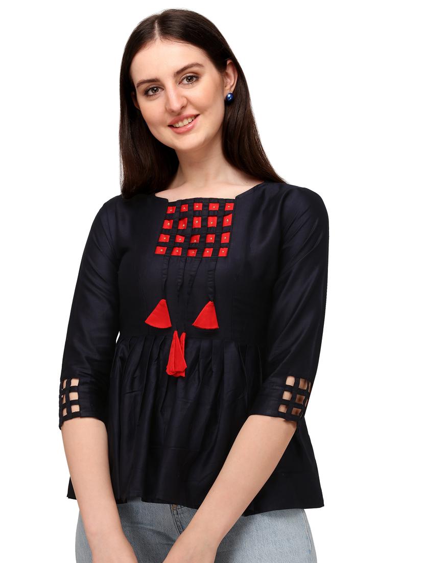 solid satin peplum top - 18186794 - Zoom Image - 0