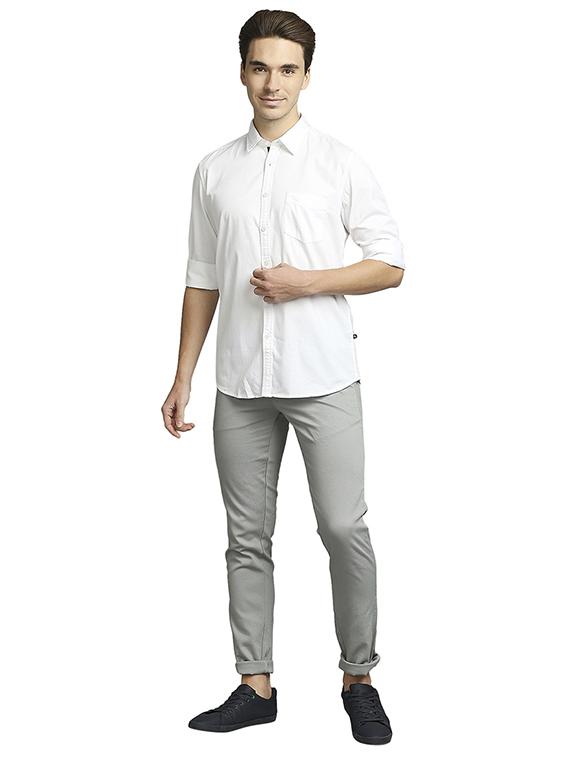 green solid flat front casual trouser - 18186988 - Standard Image - 3