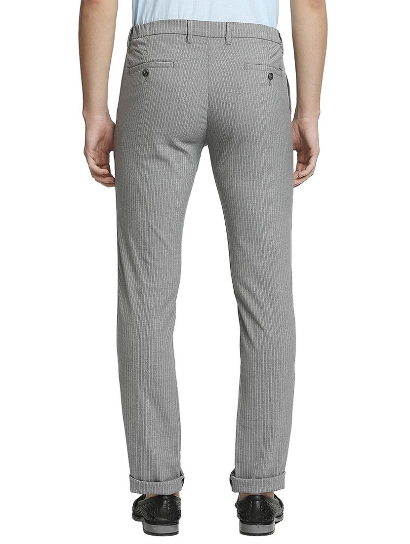 grey stripe flat front casual trouser - 18186993 - Standard Image - 3