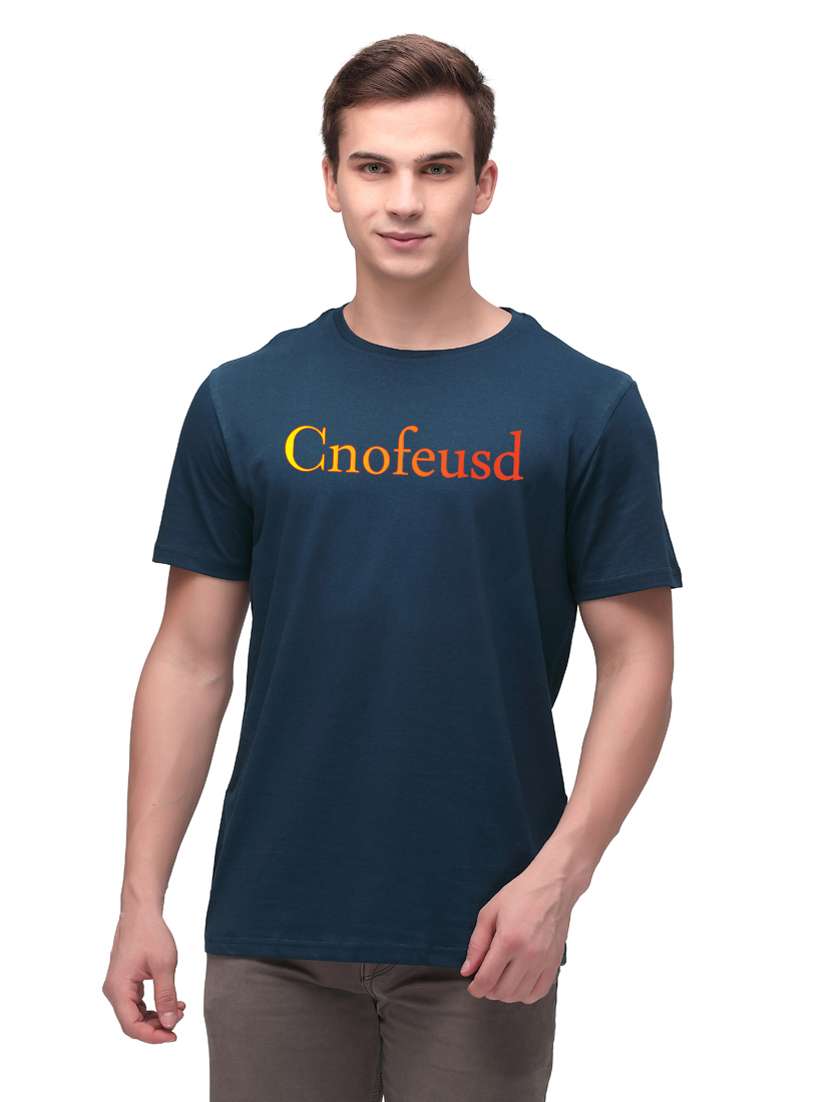 dark blue chest print t-shirt