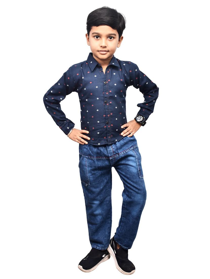 blue printed shirt