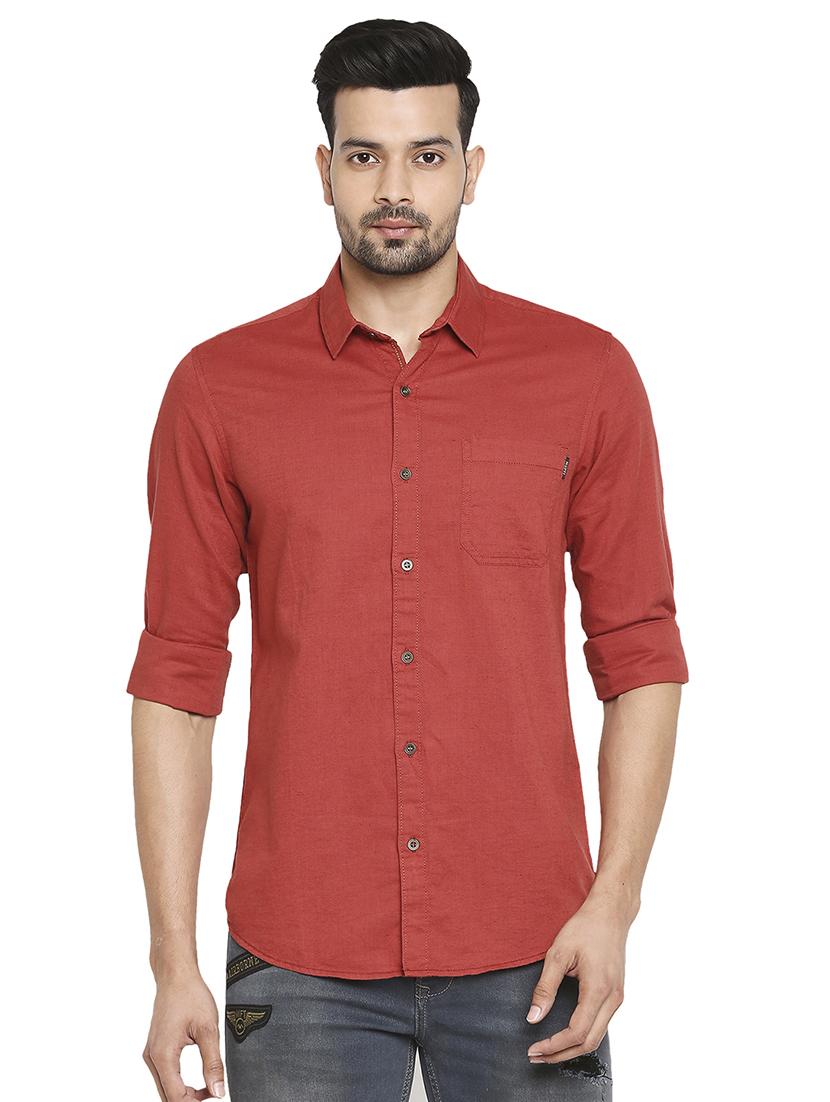 red solid casual shirt - 18187675 - Zoom Image - 0