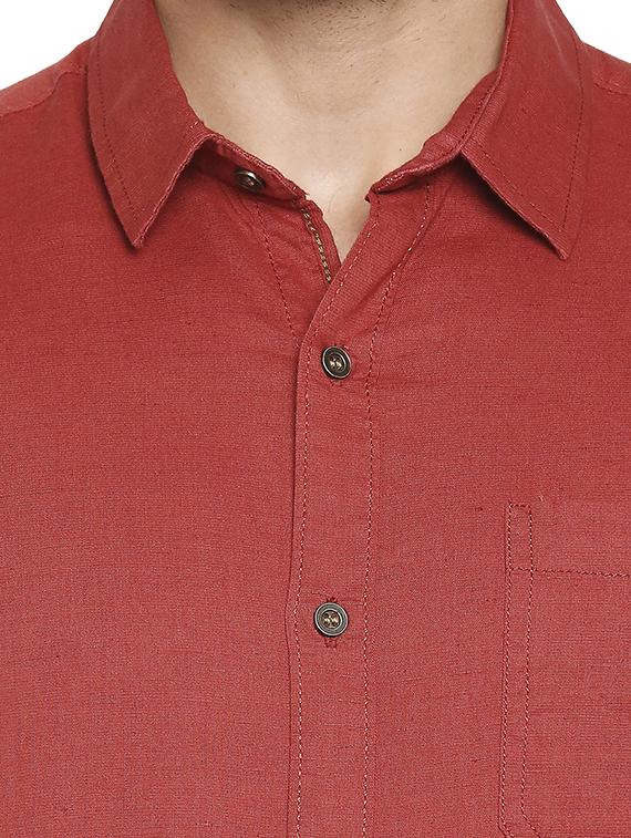 red solid casual shirt - 18187675 - Standard Image - 3