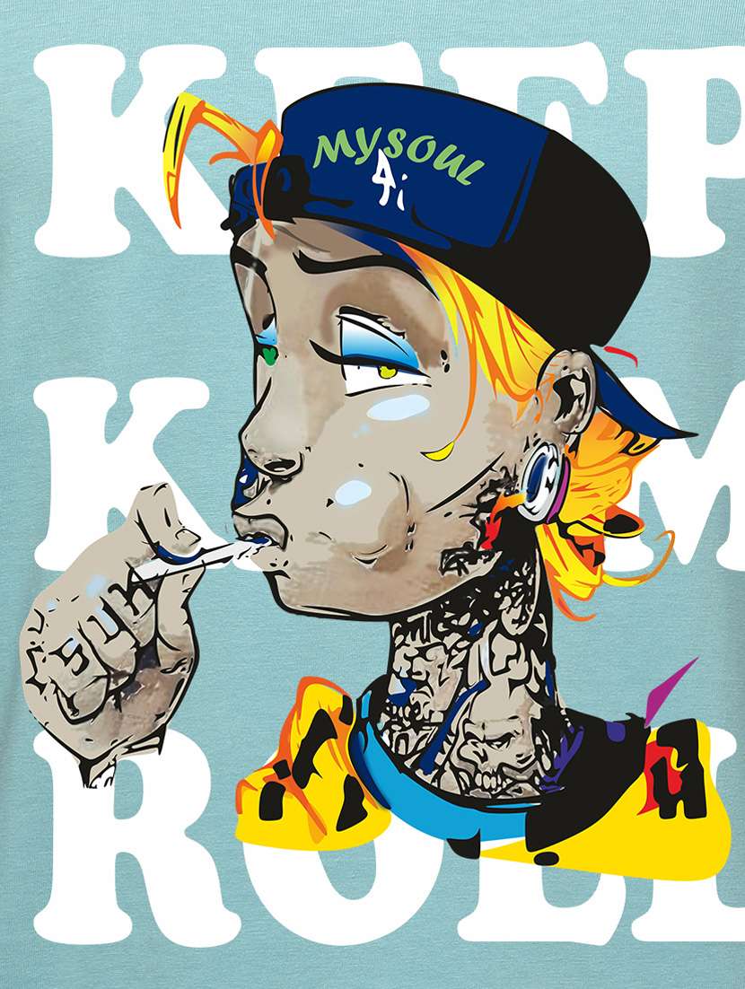 blue chest print t-shirt - 18188607 -  Standard Image - 3