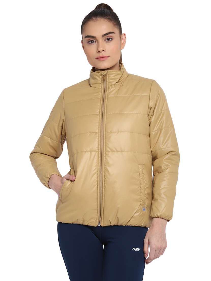beige polyester solid jacket - 18189474 - Zoom Image - 0