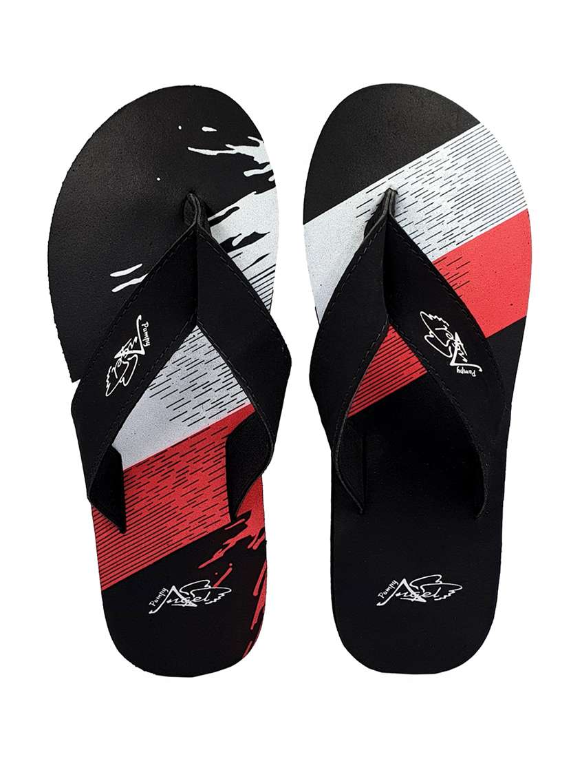 black synthetic & mesh slip on flip flops - 18190142 -  Standard Image - 3