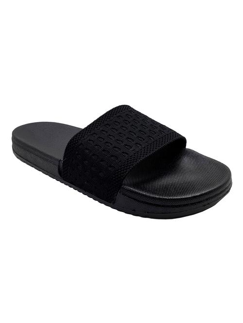 black synthetic & mesh slip on flip flops - 18190148 -  Standard Image - 0