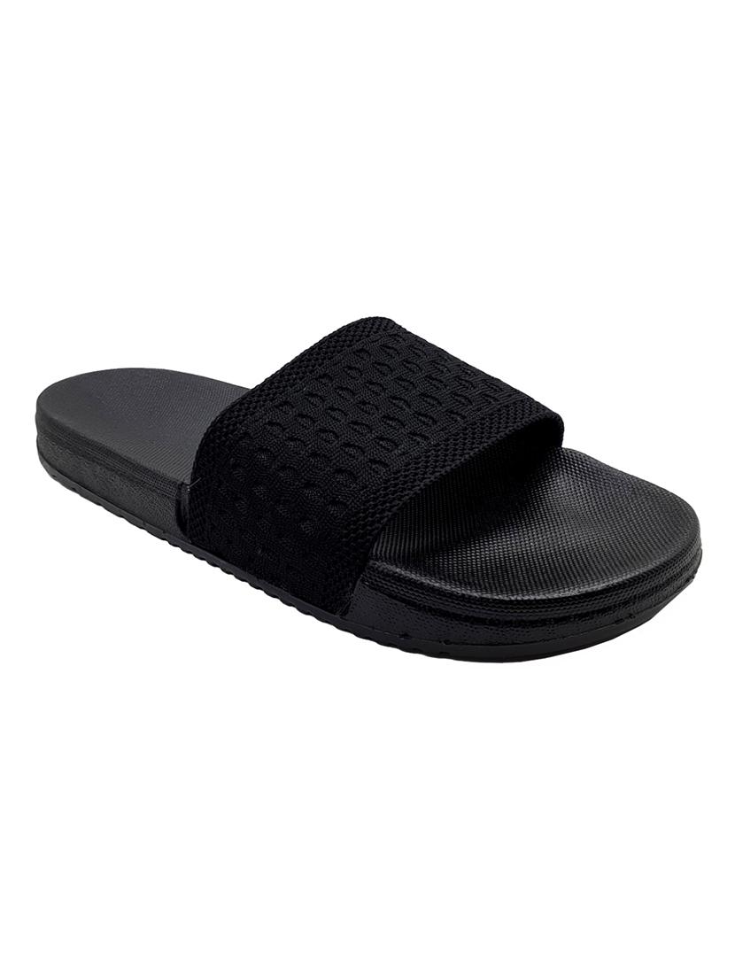 black synthetic & mesh slip on flip flops - 18190148 -  Zoom Image - 0