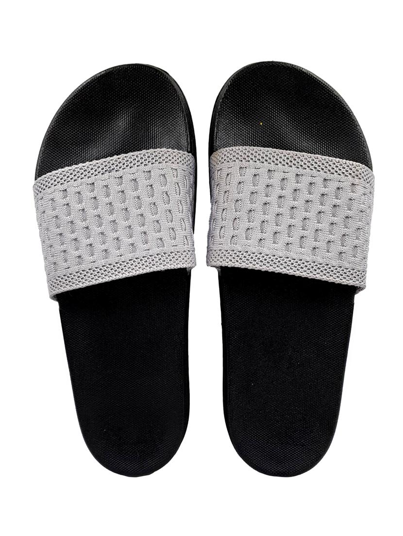 grey synthetic & mesh slip on flip flops - 18190149 - Standard Image - 3