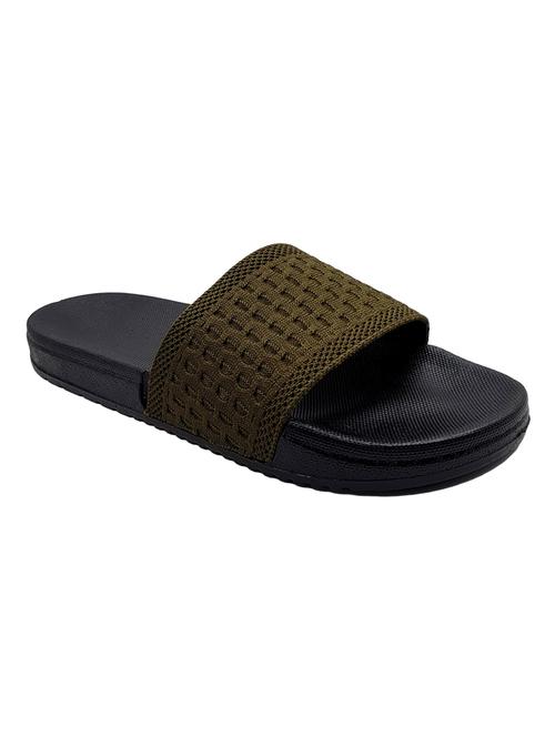 green synthetic & mesh slip on flip flops - 18190151 -  Standard Image - 0