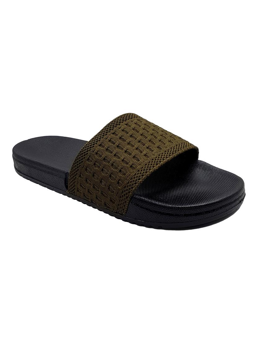 green synthetic & mesh slip on flip flops - 18190151 -  Zoom Image - 0