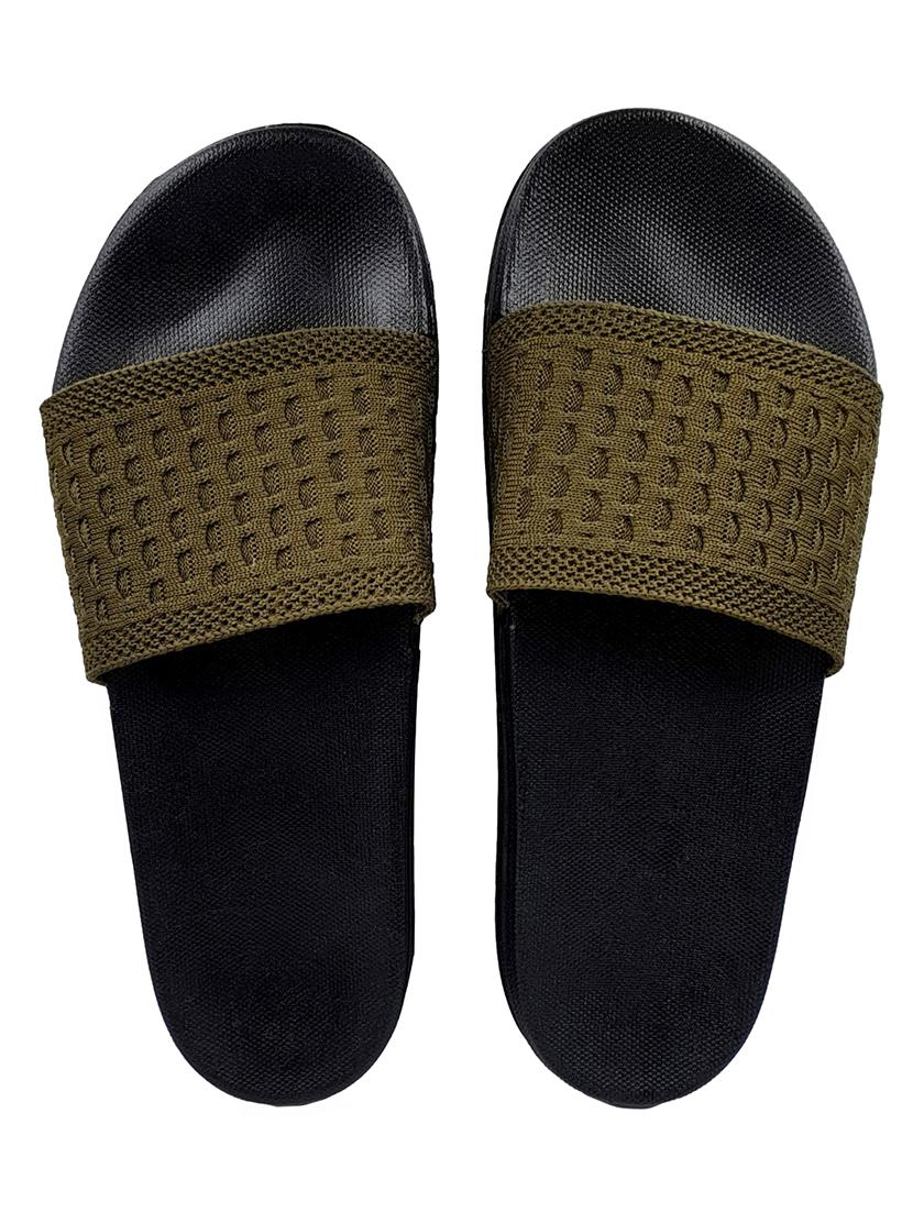green synthetic & mesh slip on flip flops - 18190151 - Standard Image - 3