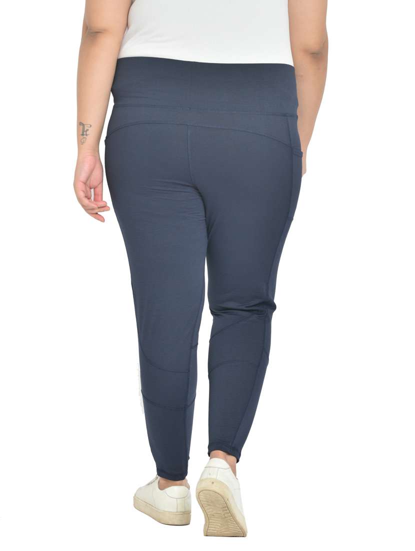 Blue Polyester Plus Track Pants 